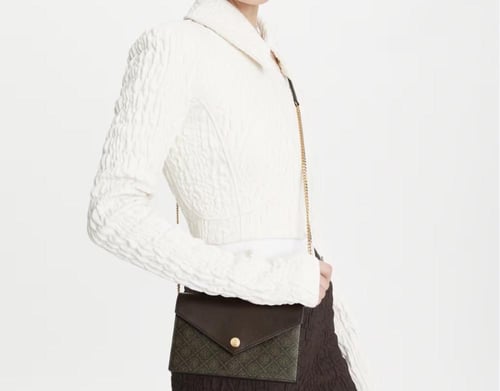 T MONOGRAM COATED CANVAS ENVELOPE CROSSBODY