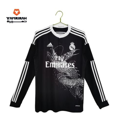 قميص ريال مدريد الأسود ريترو 2014 بتصميم التنين كم...