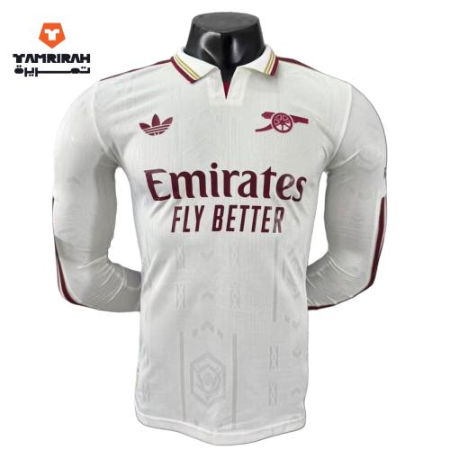 تيشيرت أرسنال الأبيض الثالث 2026 كم طويل نسخة اللا...