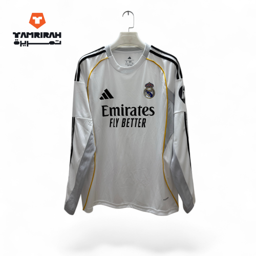 قميص ريال مدريد الأبيض الأساسي 2026 - كم طويل