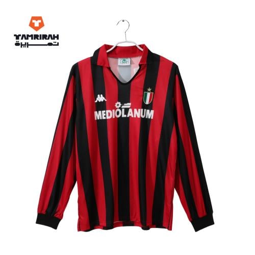 قميص ميلان أبيض بأكمام طويلة ريترو هوم 1989