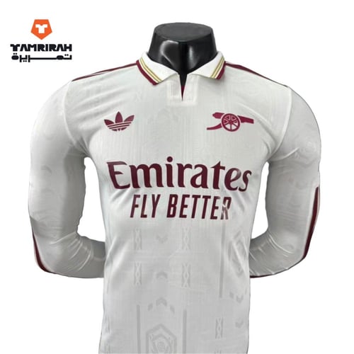 تيشيرت أرسنال الأبيض الثالث 2026 كم طويل نسخة اللا...