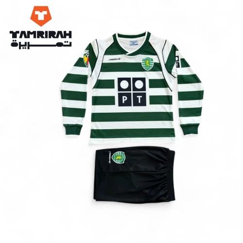 طقم سبورتيج لشبونة كم طويل ريترو هوم 2001 للأطفال