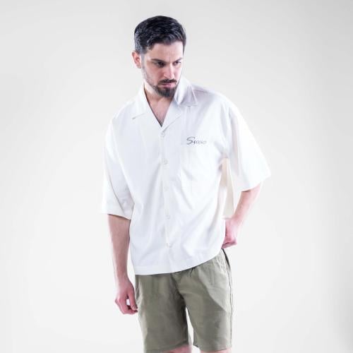 قميص بقصه مربعه وبطبعه مميزة - ابيض