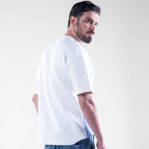 تيشيرت اوفر سايز خامه طبيه بطبعه امامية،أكمام قصير...