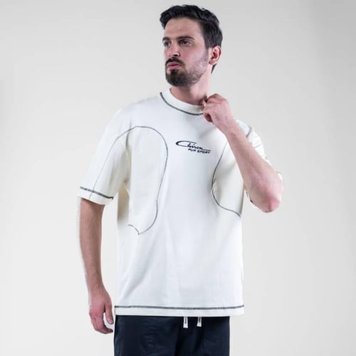 تيشيرت اوفرسايز خامه طبيه كاجوال بتصميم عصري - سكر...