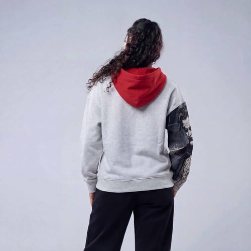 هودي سادة اوفر سايز تطريز الكم الايمن انمى الجوكر...