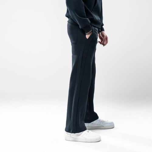 بنطلون واسع أوفرسايز بخياطة مركزية وخصر مطاطي - أس...