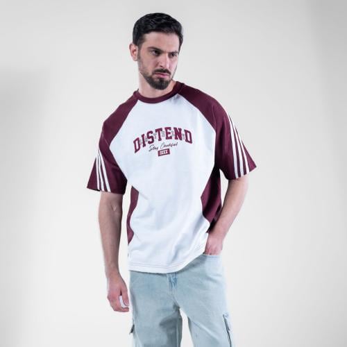 تيشيرت اوفر سايز بكتابه امامية DISTEND رياضى - ابي...