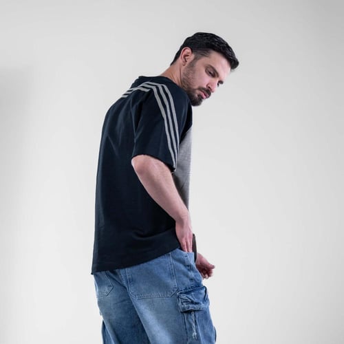 تيشيرت اوفر سايز بكتابه امامية DISTEND رياضى - زيت...