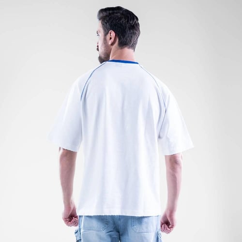 تيشيرت قطن اوفرسايز بطبعة امامية GAME - ابيض