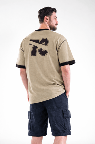 تيشيرت اوفر سايز بطبعه امامية وخلفية وطابع رياضى -...