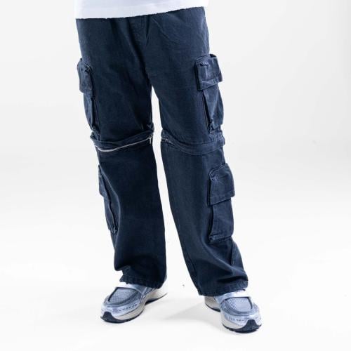 بنطلون جينز كارجو اوفر سايز بخصر مطاطي قابل للبس ك...