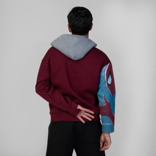 هودي انمي تطريز كم كامل الكم الأيمن سبايدر مان بكا...