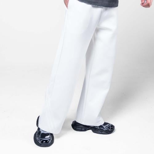 بنطلون كاجوال بخصر مطاطى وجيوب جانبيه - أبيض