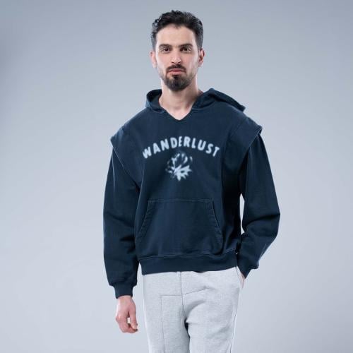 هودي أوفرسايز بكاب وتفاصيل بيضاء منحنية-تركواز