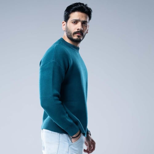 سويتر شتوي اوفرسايز بياقة مستديرة وكلمة مطبوعة Stu...