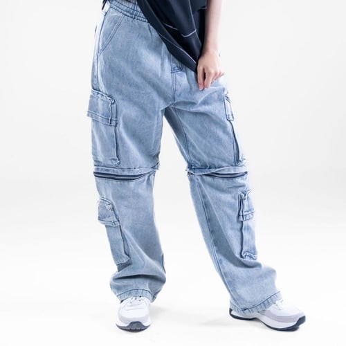 بنطلون جينز سماوي كارجوا بسحاب يتحول الى شورت - أز...