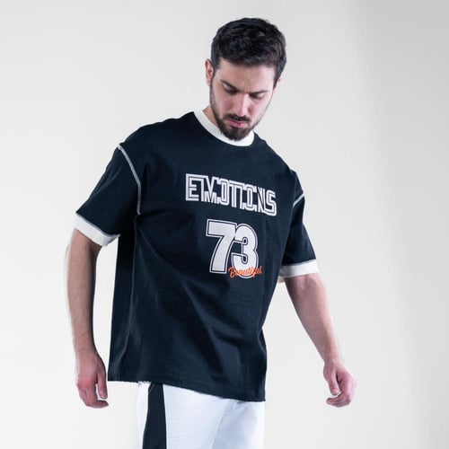 تيشيرت اوفر سايز بطبعه امامية وخلفية وطابع رياضى -...