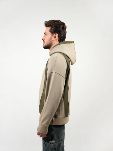 هودي دبل كاب بالوان جانبيه مميزه - بيج