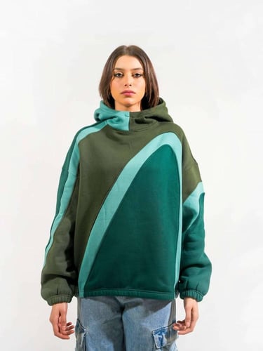 هودي شتوي ثقيل بألوان مميزة - تركواز