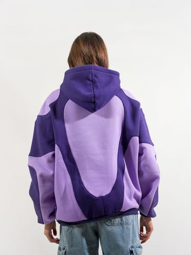 هودي شتوي سميك ملون من الجوانب - بنفسجي