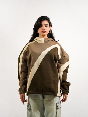 هودي شتوي ثقيل بألوان مميزة - بني فاتح