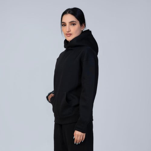 هودي انمي تطريز كم كامل شخصية باتمان - اسود