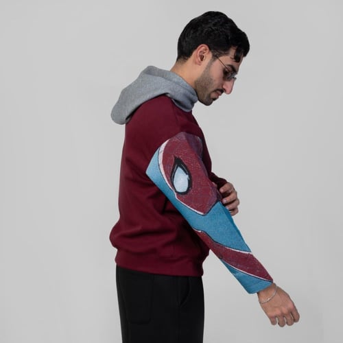 هودي انمي تطريز كم كامل الكم الأيمن سبايدر مان بكا...