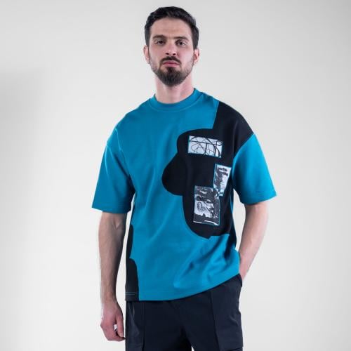 تيشيرت اوفر سايز خامه طبيه بطبعه امامية،أكمام قصير...