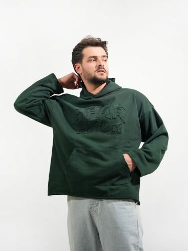 هودي بتطريز مميز أمامي وخلفي - اخضر غامق