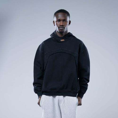 هودي أوفرسايز بكاب وتصميم جيب فريد-أسود