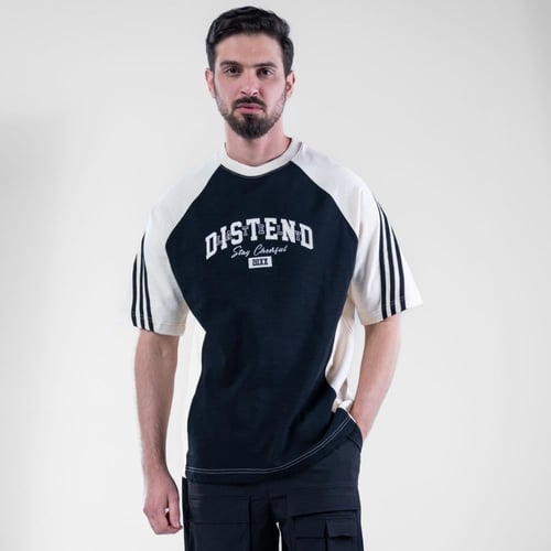تيشيرت اوفر سايز بكتابه امامية DISTEND رياضى - اسو...