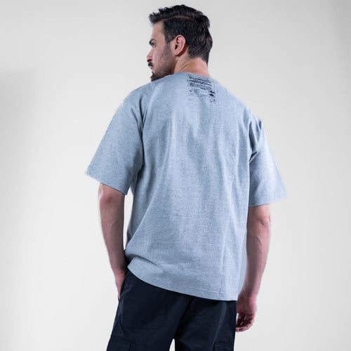 تيشيرت قطن بطبعه وتطريز فريد وعملى - رمادي