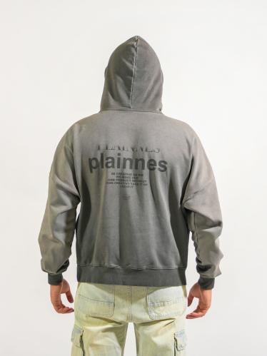 هودي برسمة أماميه وطباعه خلفية مميزه - رصاصي غامق