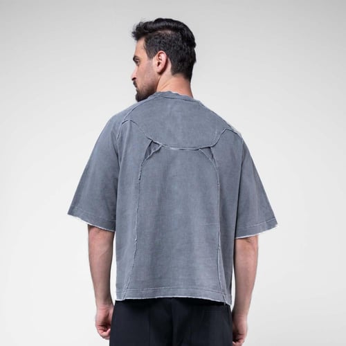 تيشرت بلون مغسول بخياطه منحنيه اماميه وخلفيه - رما...