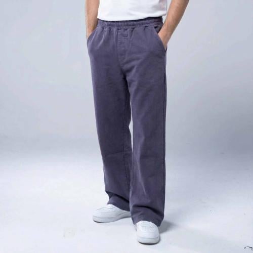 بنطلون واسع أوفرسايز بخصر مطاطي وقصة مستقيمة - بنف...