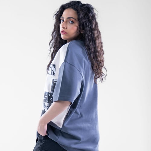 تيشيرت اوفر سايز خامه طبيه بطبعه امامية،أكمام قصير...