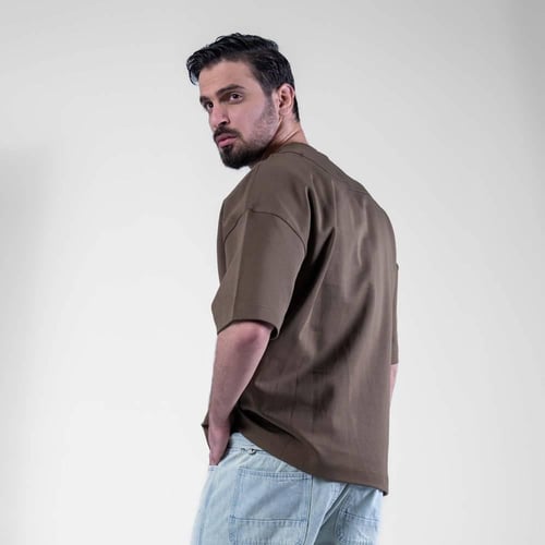 تيشيرت قطن اوفرسايز كاجوال بطبعة امامية فريدة - بن...