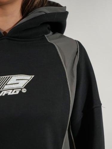 هودي دبل كاب بالوان جانبيه مميزه - اسود