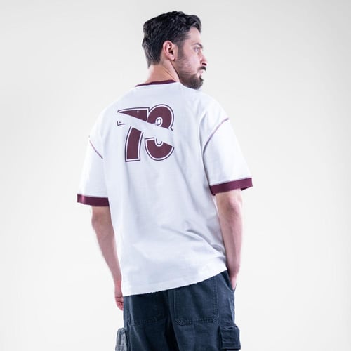 تيشيرت اوفر سايز بطبعه امامية وخلفية وطابع رياضى -...