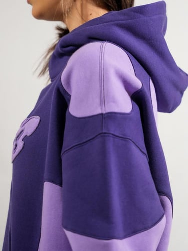 هودي شتوي سميك ملون من الجوانب - بنفسجي