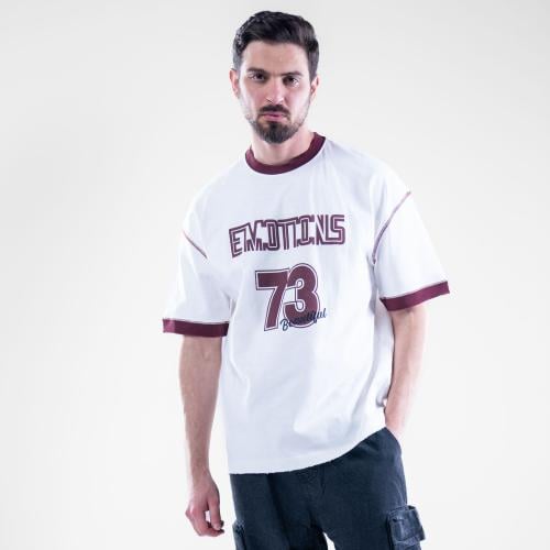 تيشيرت اوفر سايز بطبعه امامية وخلفية وطابع رياضى -...