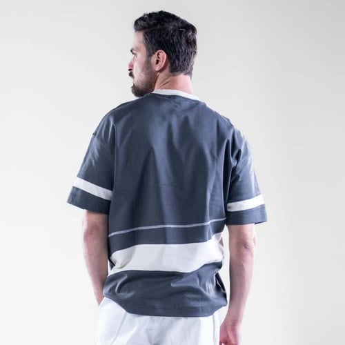 تيشرت شبابي بستايل كاجوال وطبعة KEYWORD - رمادي