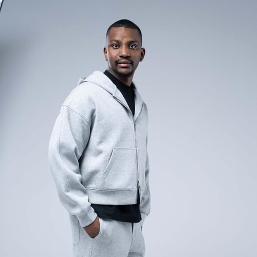 طقم رياضي أوفرسايز جاكيت بسحاب كامل وقبعة مع بنطلو...