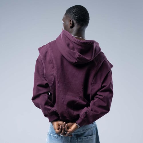 هودي أوفرسايز بقصة دروب شولدر وطباعة أمامية وجيب ك...