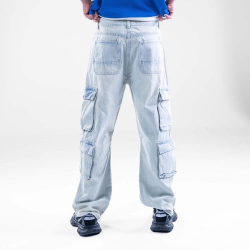 بنطلون كارجو جيوب اماميه وجانبيه أنيق - سماوي