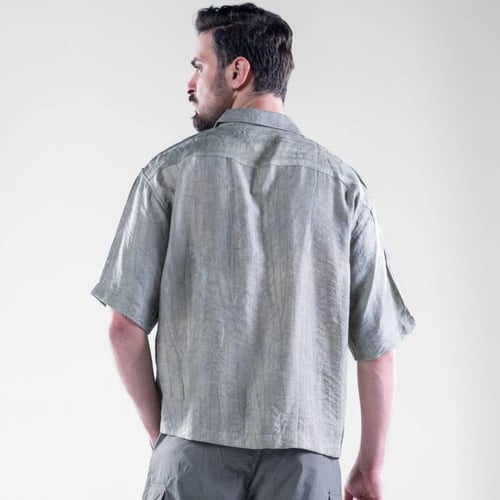 قميص صيفي بوليستر قصة كورية - رمادي