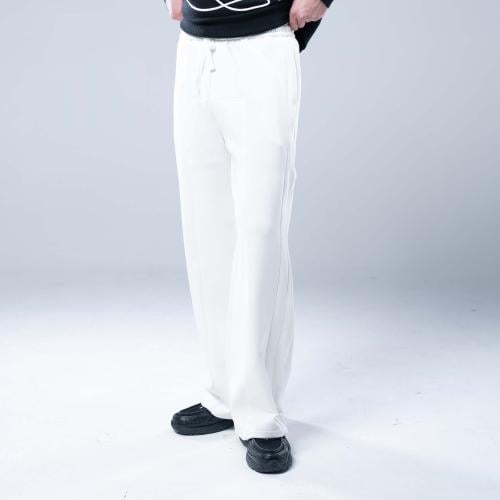 بنطلون واسع أوفرسايز بخياطة مركزية وخصر مطاطي - أب...