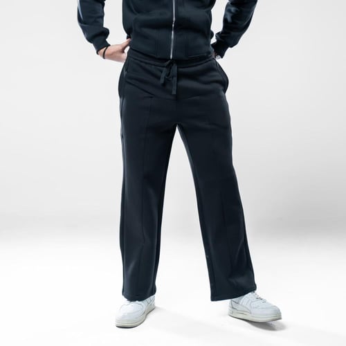 بنطلون واسع أوفرسايز بخياطة مركزية وخصر مطاطي - أس...